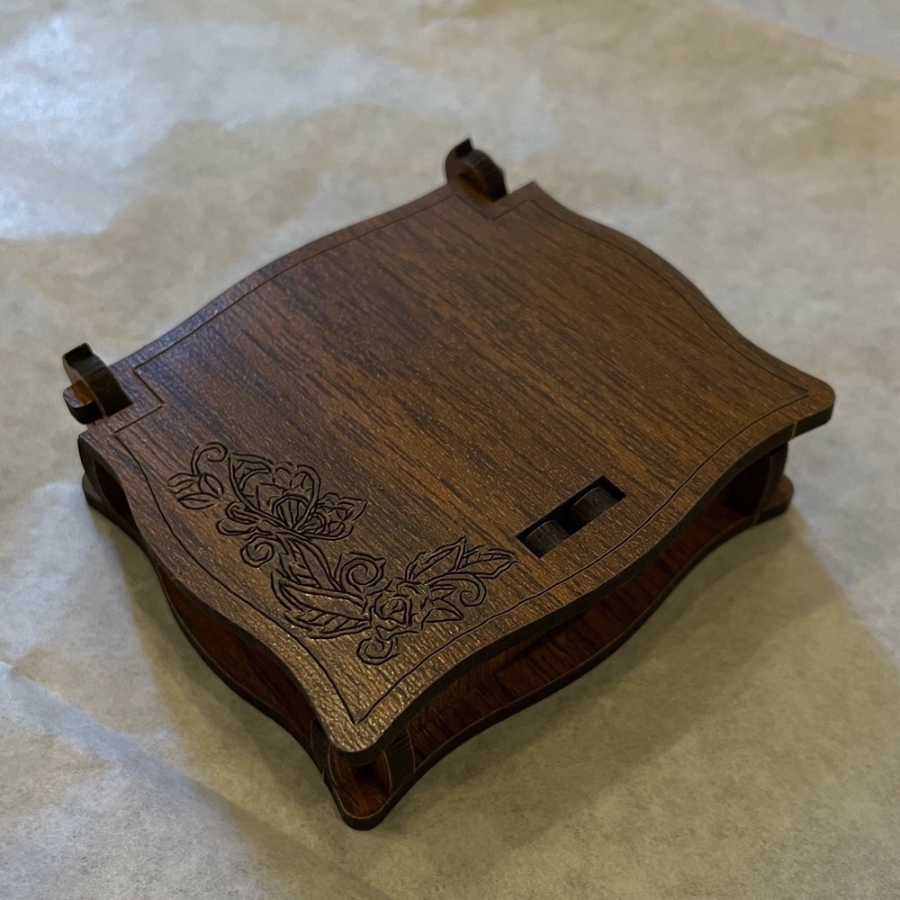 Wooden Ring Box - Velvet Lining - Fancy Engagement Ring Box - Jewelry Box